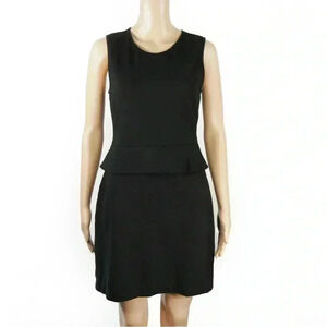 Theory Classic Sleeveless Cocktail Black Peplum Midi Dress